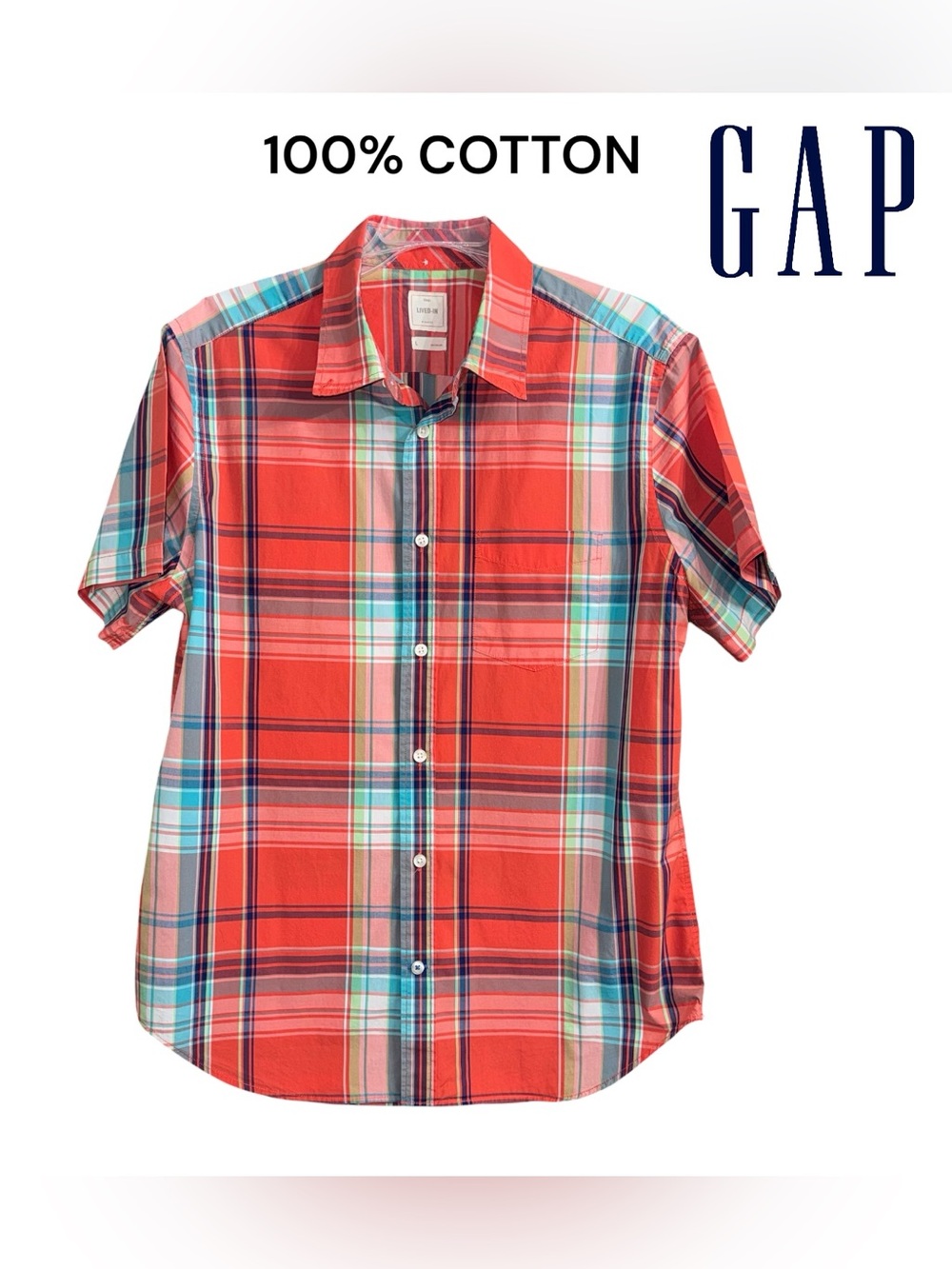 GAP (EUC) Men’s 100% Cotton Button Up, Size Large - Picture 1 of 8